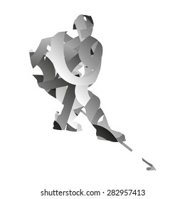 Abstract monochromatic ice hockey player
