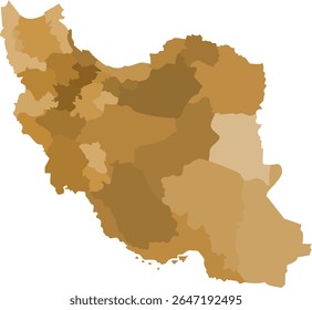 Mapa monocromático abstrato do Irã com regiões destacadas