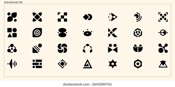 
Abstract Monochromatic Minimal Icons of Geometric Shapes for Modern UI UX Design