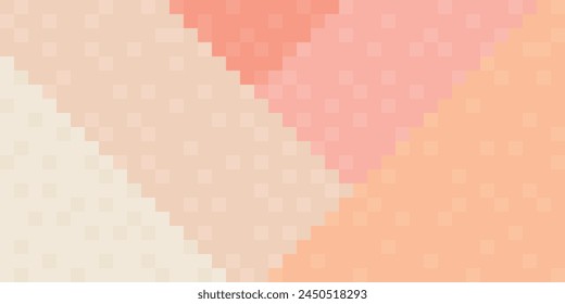 Abstract monochromatic of peach tones, pink and beige checked pattern background vector illustration.