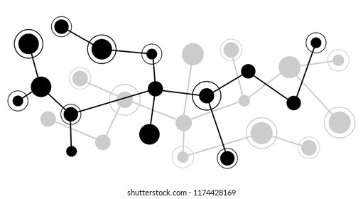 Abstract monochromatic technology background. Black and white molecule or network structure for your design or project
