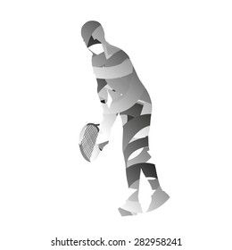 Abstract monochromatic tennis player
