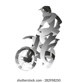 Abstract monochromatic vector motocross rider