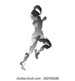 Abstract monochromatic vector running woman