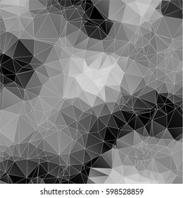 Abstract monochrome background consisting of triangles. Vector art.