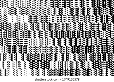 Abstract monochrome background of digital ripples. Grunge texture with spots, dots and halftone. Overlay template. Vector illustration