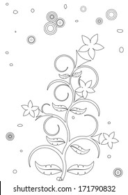 Abstract monochrome background with flowers