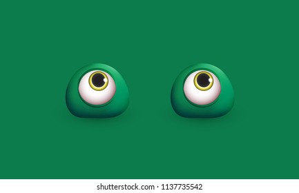 Abstract monochrome background with funny stylized 3d eyes Editable background with space for text Humorous concept Vector illustration