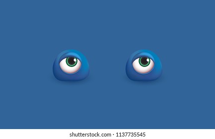 Abstract monochrome background with funny stylized 3d eyes Editable background with space for text Humorous concept Vector illustration