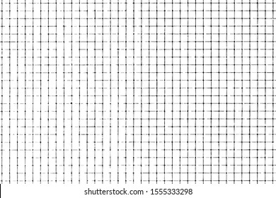 Abstract monochrome background of half-erased grid cells. Overlay template. Vector illustration