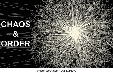 Fundo monocromático abstrato com linhas. O efeito do caos e da ordem. Conceito de Big Data.