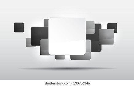 Abstract monochrome background with a mess of squares. EPS10 vector.
