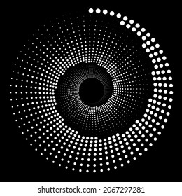 Abstract monochrome background. Optical art. Design spiral dots backdrop.