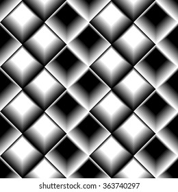 Abstract monochrome background / pattern with "blended" squares. 3d minimal grayscale pattern.