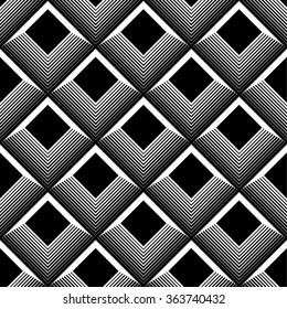 Abstract monochrome background / pattern with "blended" squares. 3d minimal grayscale pattern.