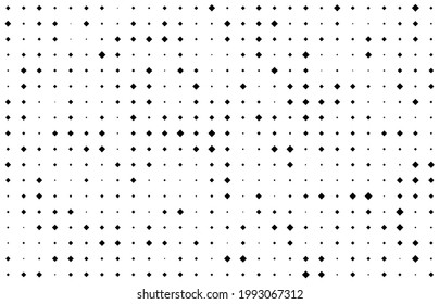 Abstract monochrome background with random rhombuses. Black and white halftone pattern. Stylish modern dotted texture.