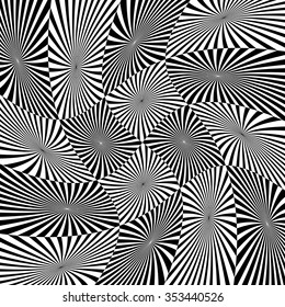 Abstract monochrome background with rotating effect. Abstract vector art.