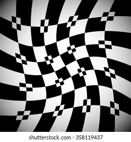 Abstract monochrome background with rotating, spiral distortion, deformation effect.