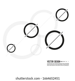 Abstract monochrome background with spherical geometric shape. Vector dynamic circles with diagonal.