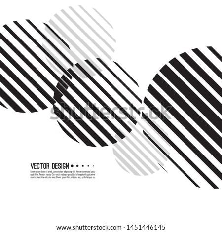 Abstract monochrome background with spherical geometric shape. Vector dynamic spheres from diagonal stripes. Black and white circle striped.