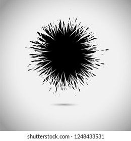 Abstract monochrome background. Spiny Ball. Sharp splinters. Vector