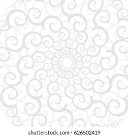Abstract monochrome background of spirals. Vector