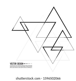 Abstract monochrome background with triangular geometric shapes. Vector intersecting triangles pattern. Black and white illustration.