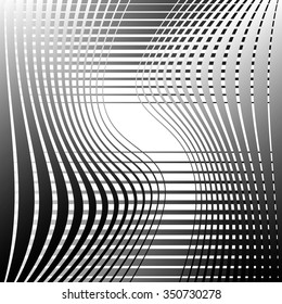 Abstract monochrome background with twisting intersecting lines. Vector art.