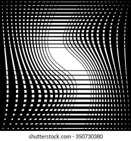 Abstract monochrome background with twisting intersecting lines. Vector art.