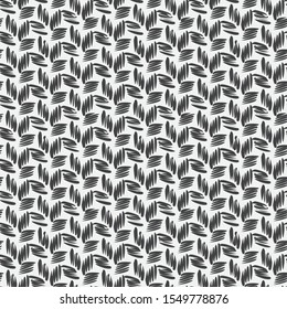 Abstract monochrome background. Vector modern repeating tiles in the form of brush strokes. Graphic lattice design.