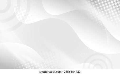 Abstract Monochrome Background with Waves and Dots
