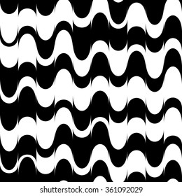 Abstract monochrome background with wavy, zigzag shapes. Seamlessly repeatable.