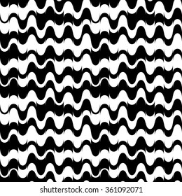 Abstract monochrome background with wavy, zigzag shapes. Seamlessly repeatable.