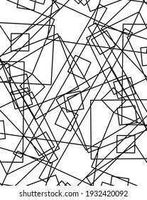 Resumen de fondo blanco negro monocromo. Formas cuadradas de líneas geométricas caóticas. Ilustración del vector