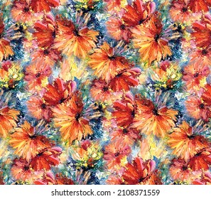 abstract monochrome blooming flowers with dominant red color full arrangement illustration vector design digital image for clothes and paper motifs