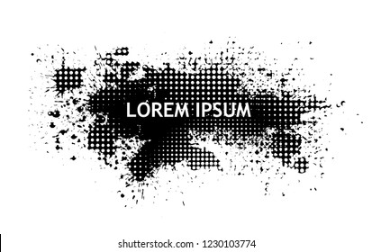 Abstract monochrome blot with text. Vector