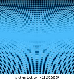 Abstract monochrome bright halftone pattern. Soft dynamic lines. Vector illustration with dots. Modern polka dots blue background
