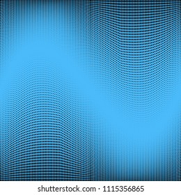 Abstract monochrome bright halftone pattern. Soft dynamic lines. Vector illustration with dots. Modern polka dots blue background