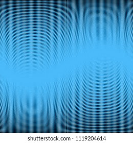 Abstract monochrome bright halftone pattern. Soft dynamic lines. Vector illustration with dots. Modern polka dots blue background
