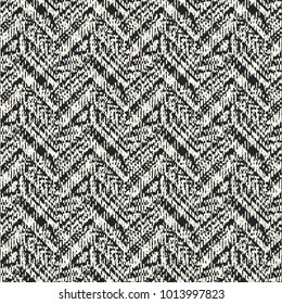 Abstract Monochrome Broken Geometric Brushed Textured Background. Seamless Pattern.