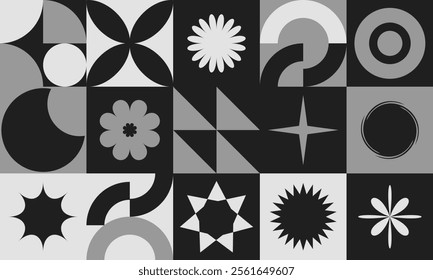 Abstract Monochrome Brutalism Design Pattern. Modern Abstract Geometric Shape Concept for Poster, Wallpaper, and Background