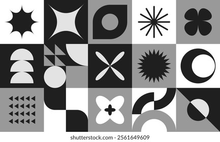 Abstract Monochrome Brutalism Design Pattern. Modern Abstract Geometric Shape Concept for Poster, Wallpaper, and Background