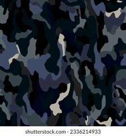 Abstract monochrome camouflage seamless pattern. Military camo endless wallpaper. Creative design for fabric, textile print, wrapping, cover. Vector illustration