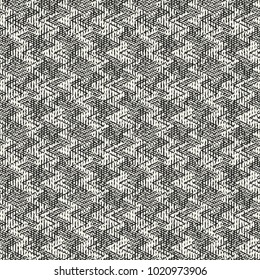 Abstract Monochrome Chaotic Zigzag Stroke Graphic Motif. Seamless Pattern.