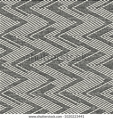 Abstract Monochrome Chevron Motif Dashed Textured Background. Seamless Pattern.