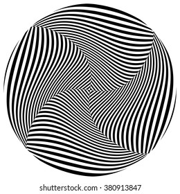 Abstract monochrome circle element with spirally distortion effect