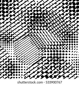 Abstract monochrome with circles and strips. Vector