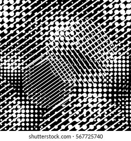 Abstract monochrome with circles and strips. Vector