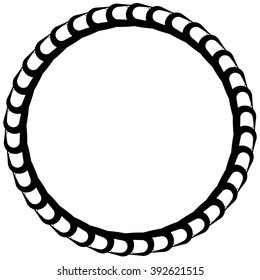 Abstract monochrome circular, spirally element on white.