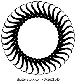 Abstract monochrome circular, spirally element on white.